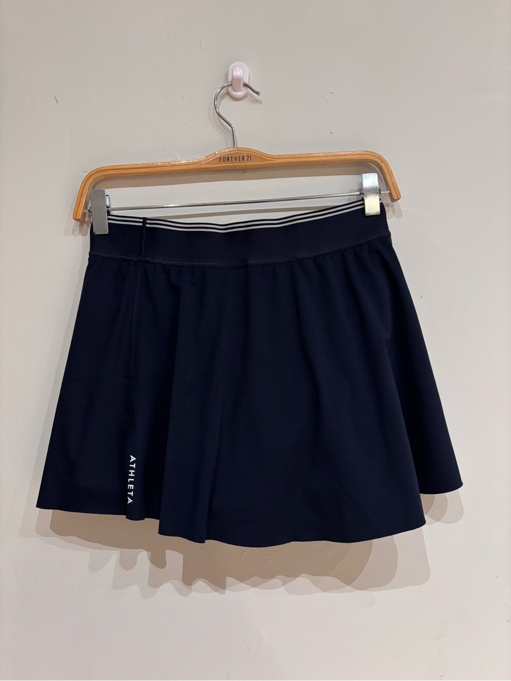 Athleta Navy Blue Skater Tennis Skirt with Striped Waistband